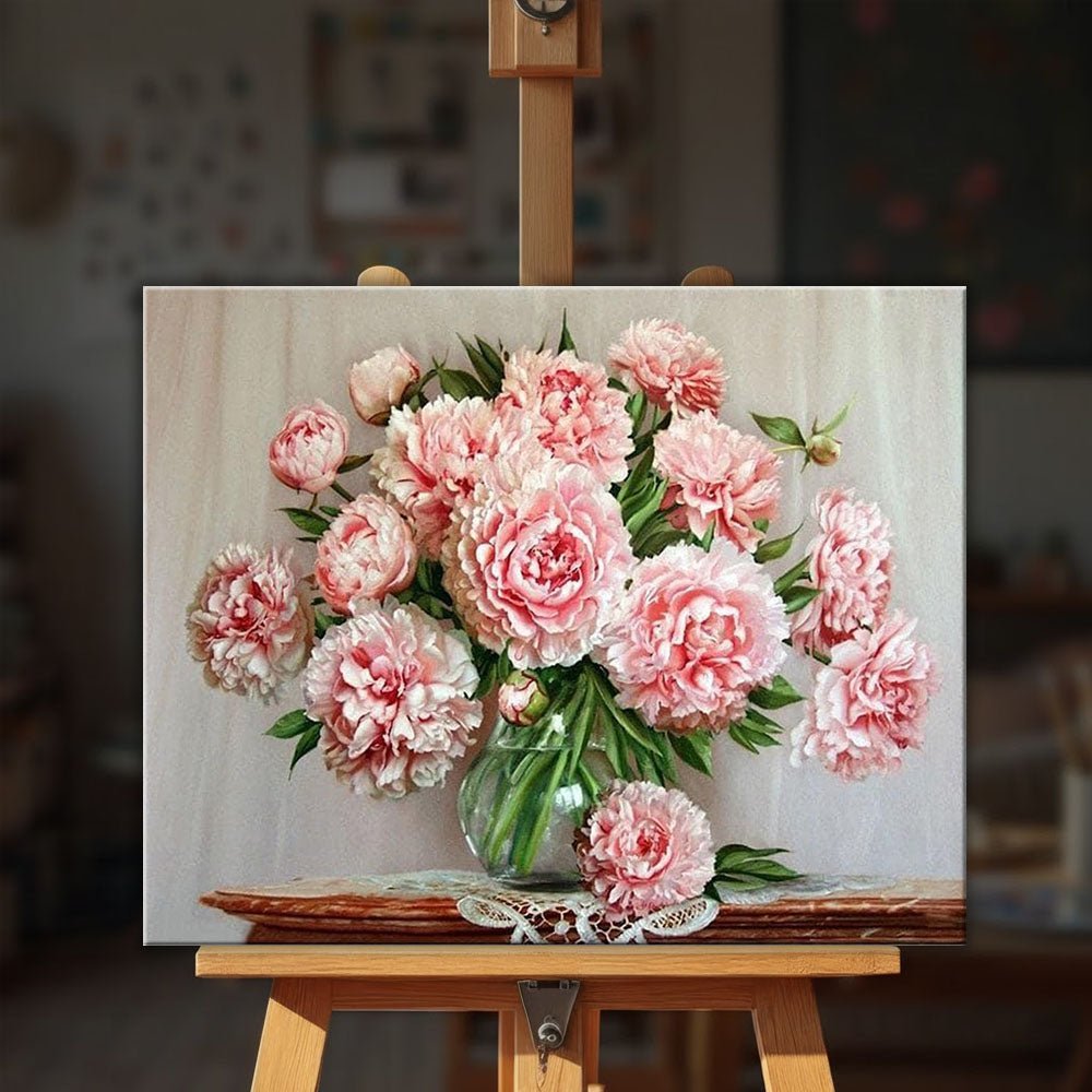 Pink Flowers paint by numbers kit