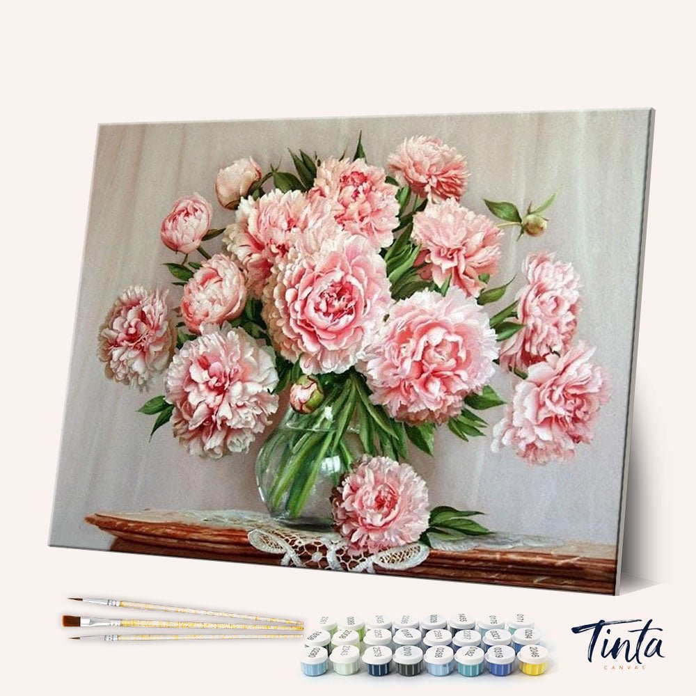 Pink Flowers paint by numbers kit