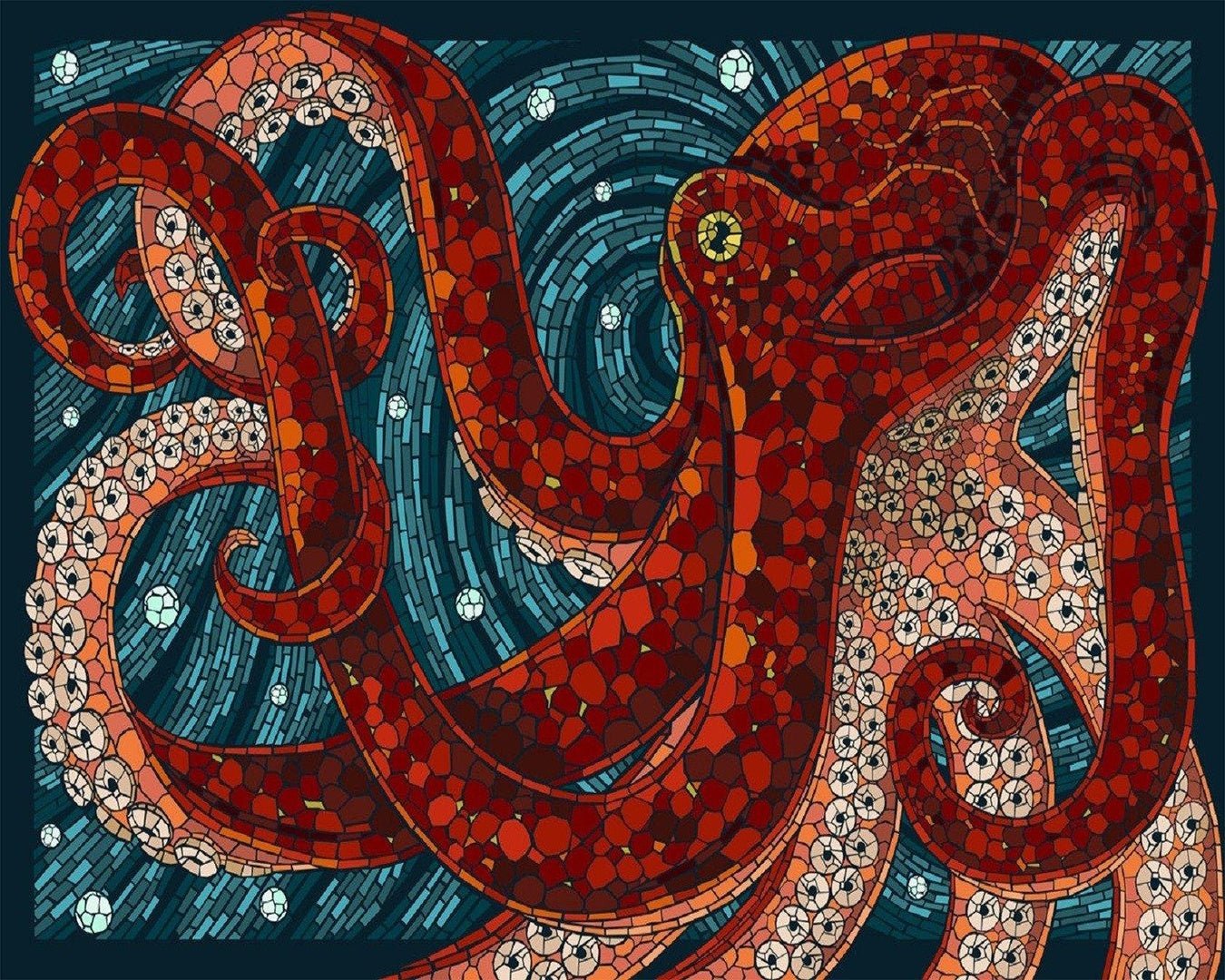 Red Octopus paint by numbers kit