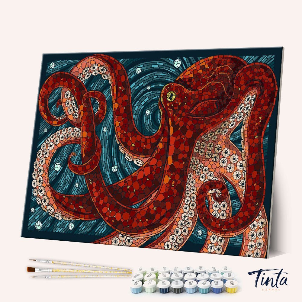 Red Octopus paint by numbers kit