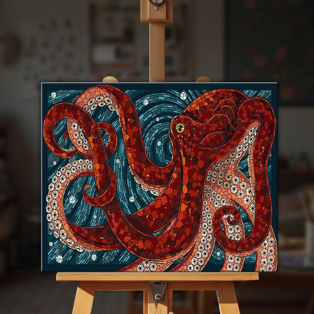 Red Octopus paint by numbers kit