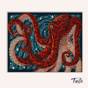 Red Octopus paint by numbers kit