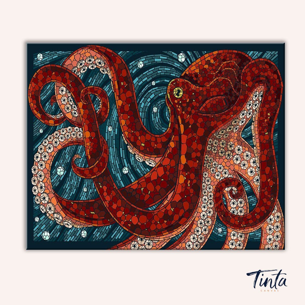 Red Octopus paint by numbers kit