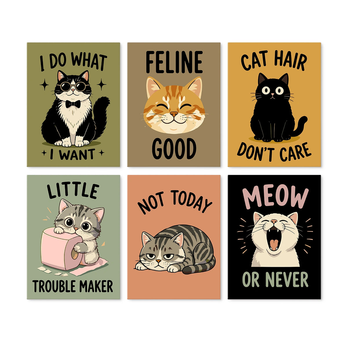 Sassy Cats - Mini Paint by Numbers (6 Pieces)