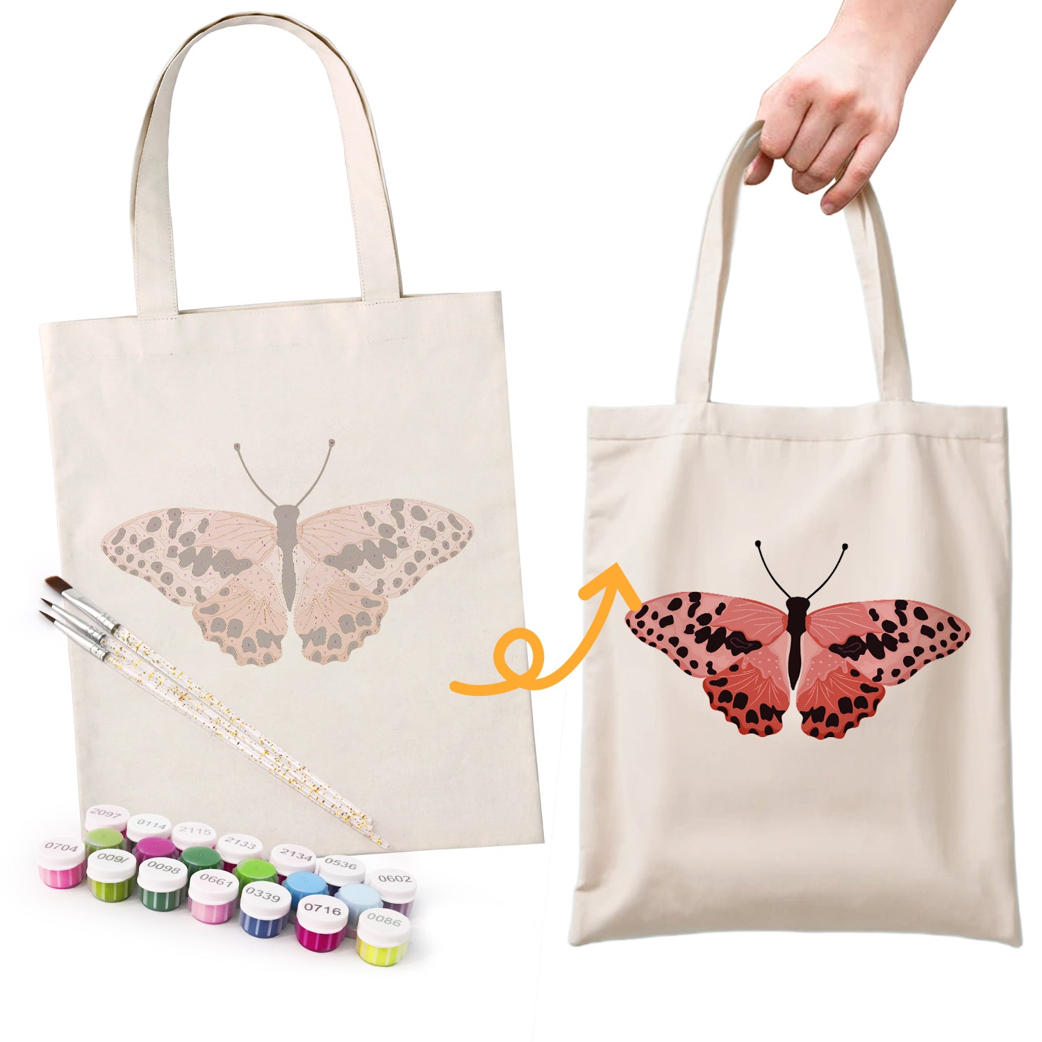 Coral Butterfly Carry Bag paint by numbers kit