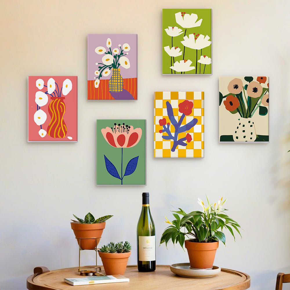 Modern Bloom Gallery - Mini Paint by Numbers Kit (6 Pieces) paint by numbers kit