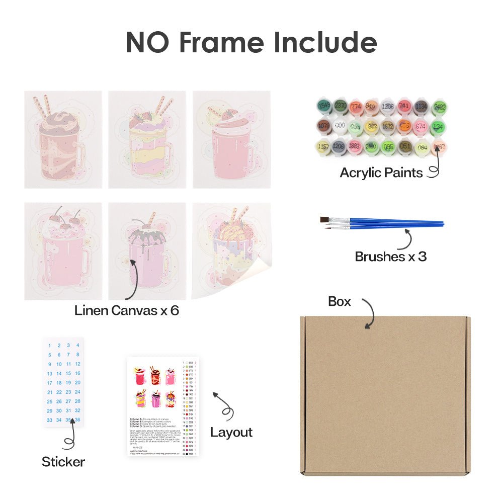 Sweet Sundae Sips - Mini Paint by Numbers Kit (6 Pieces) paint by numbers kit
