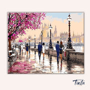 Romantic Raining Park London paint by numbers kit