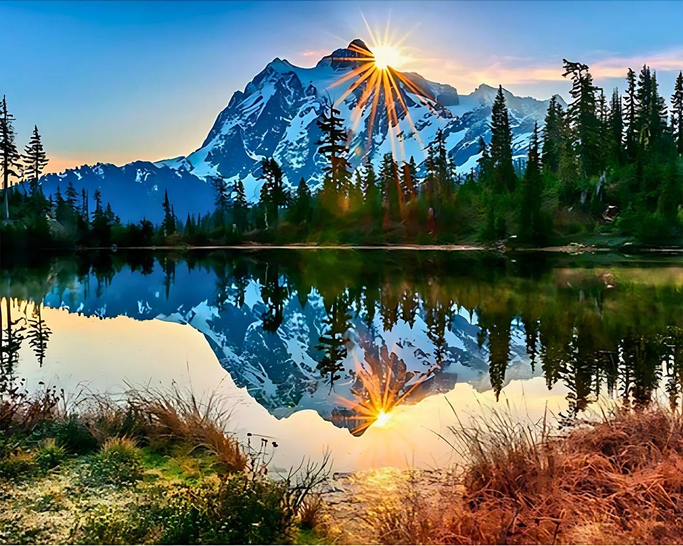 Snow Sunset Mountain paint by numbers kit