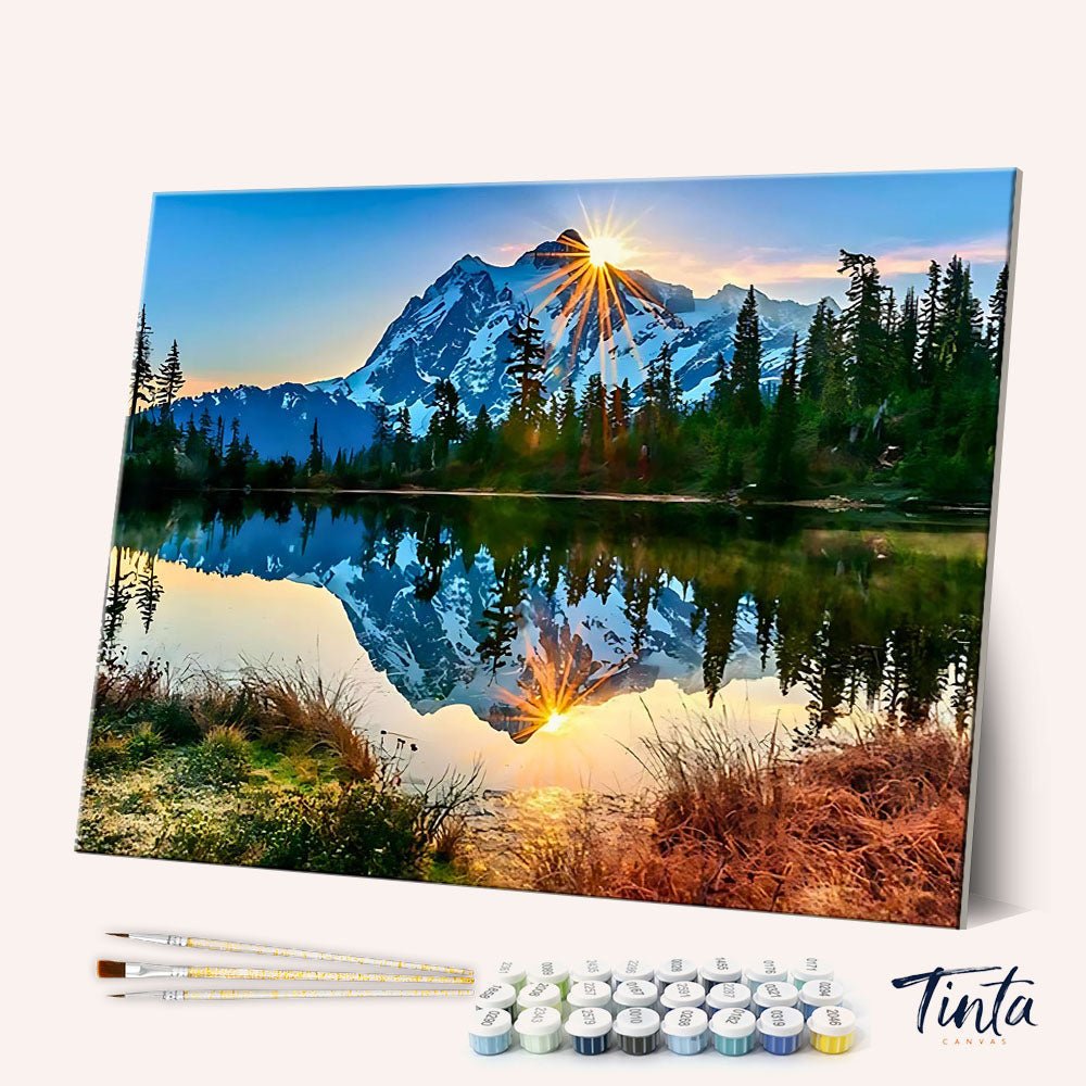 Snow Sunset Mountain paint by numbers kit