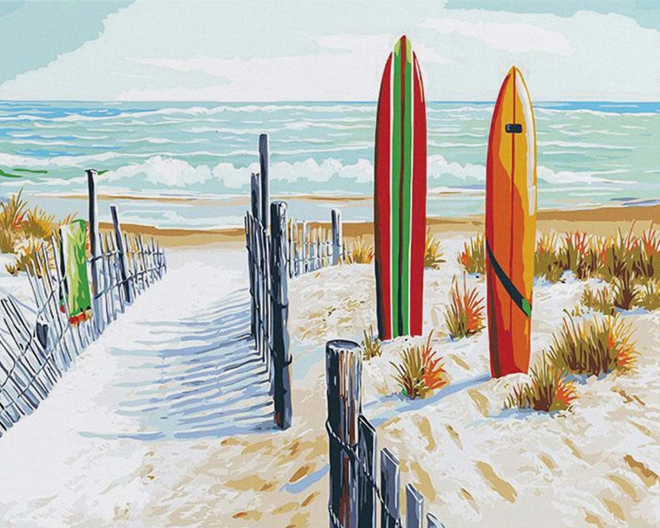 Surfboards Beach paint by numbers kit