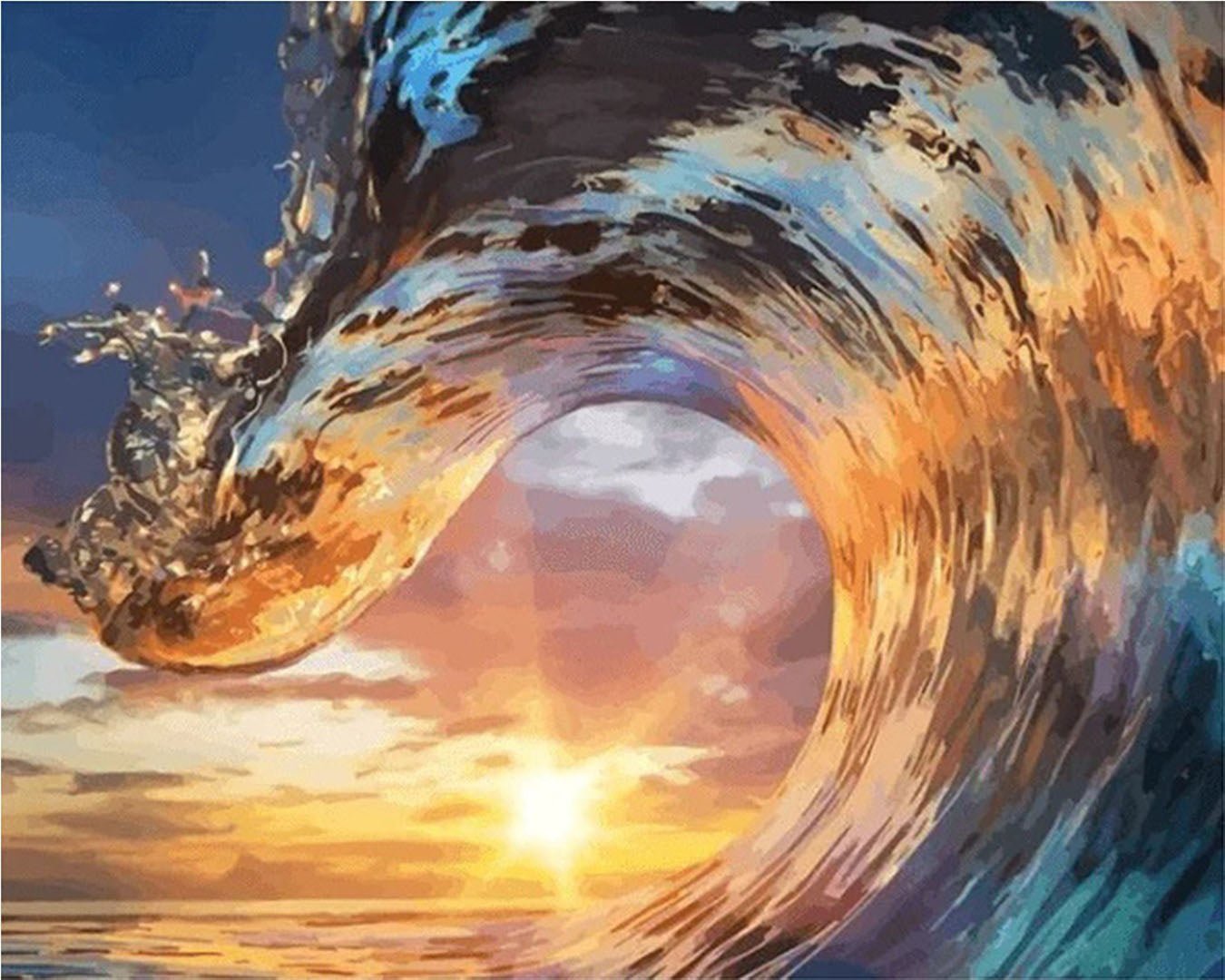 Twilight Sunset Waves paint by numbers kit