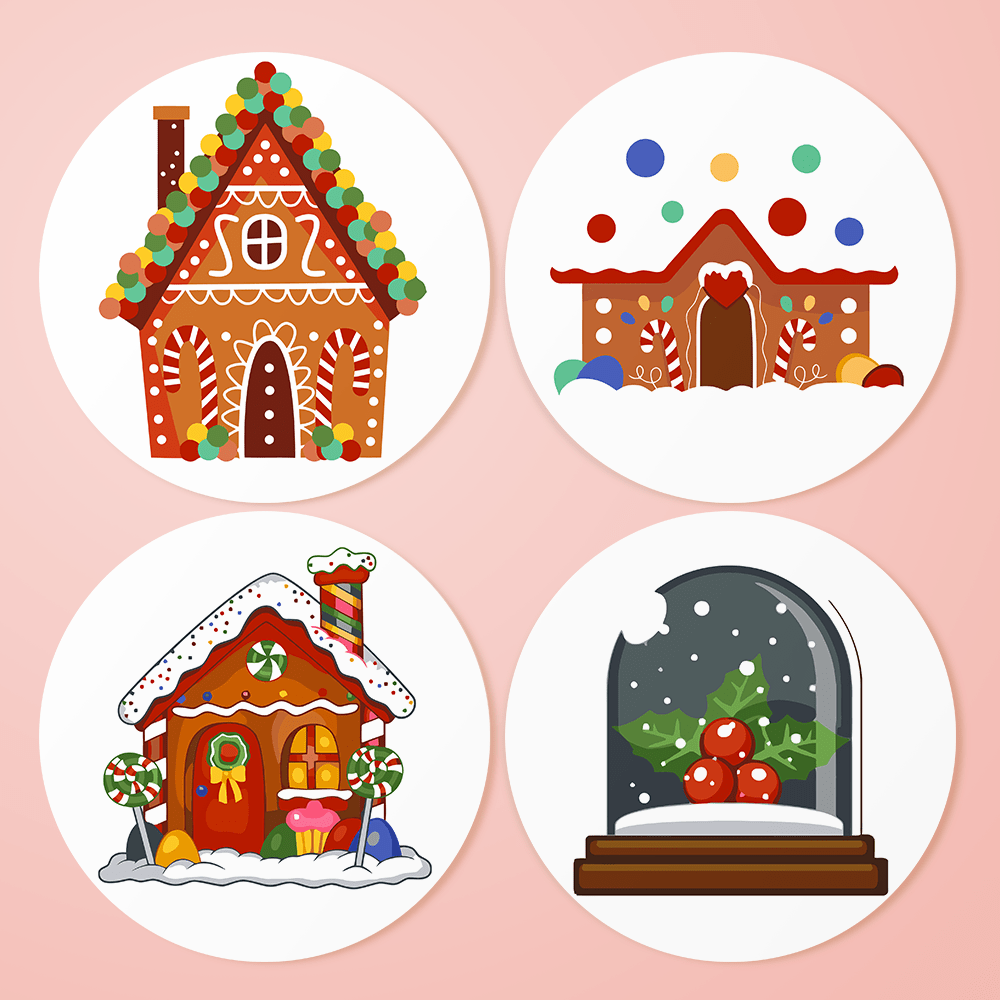 Gingerbread Wonderland (4 Pieces) paint by numbers kit
