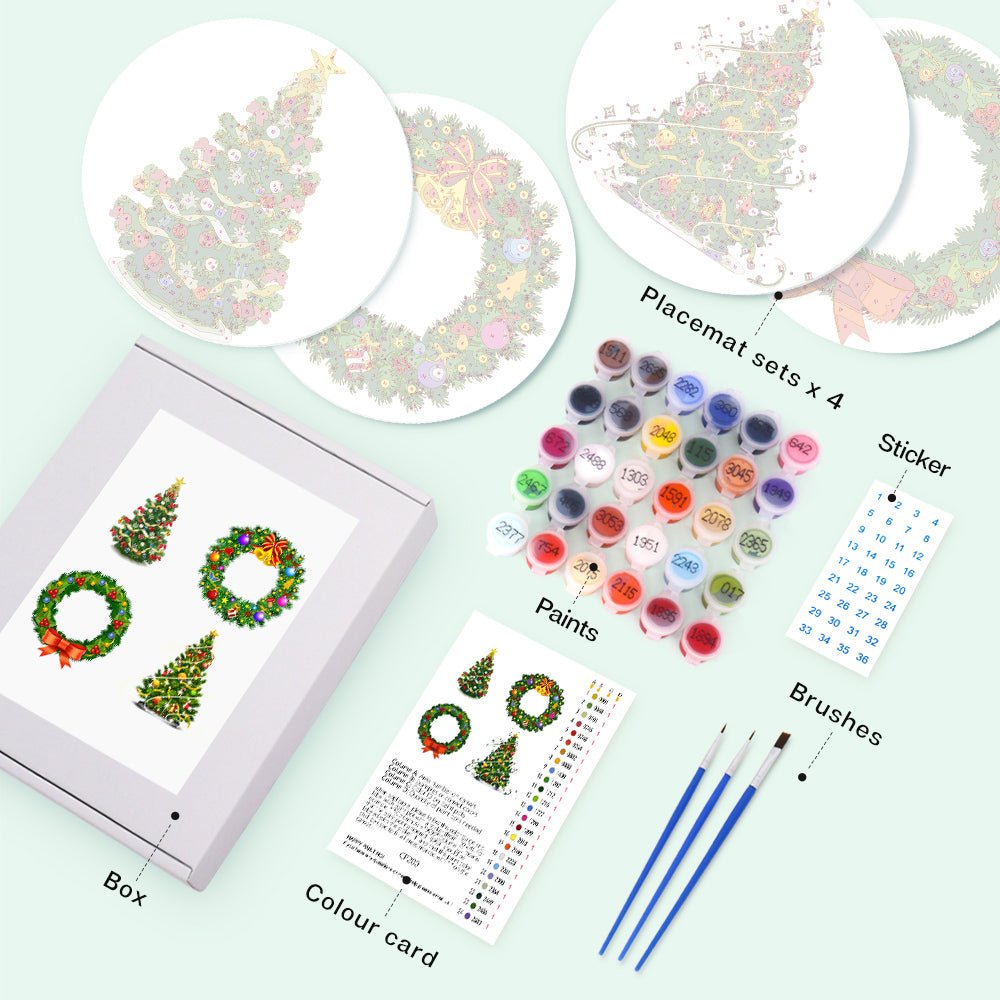 Evergreen Celebration (4 Pieces) paint by numbers kit