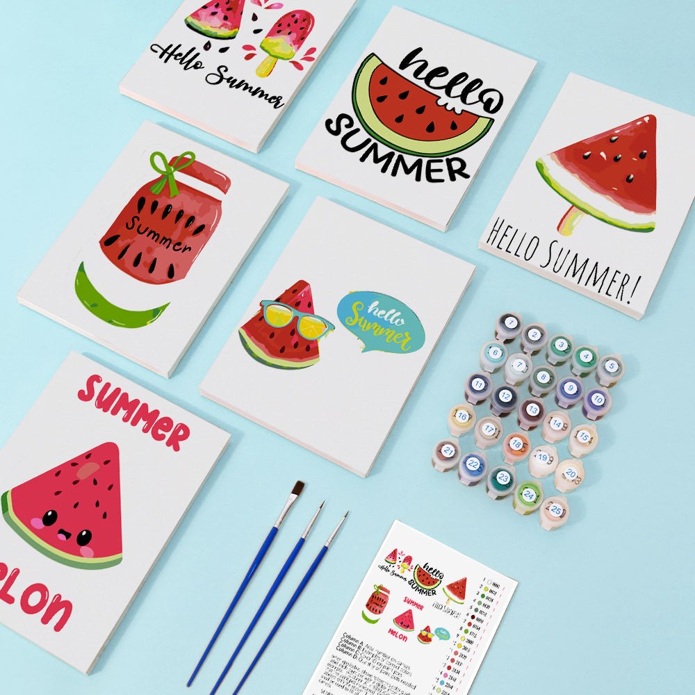 Hello Summer Melon - Mini Paint by Numbers Kit (6 Pieces) paint by numbers kit