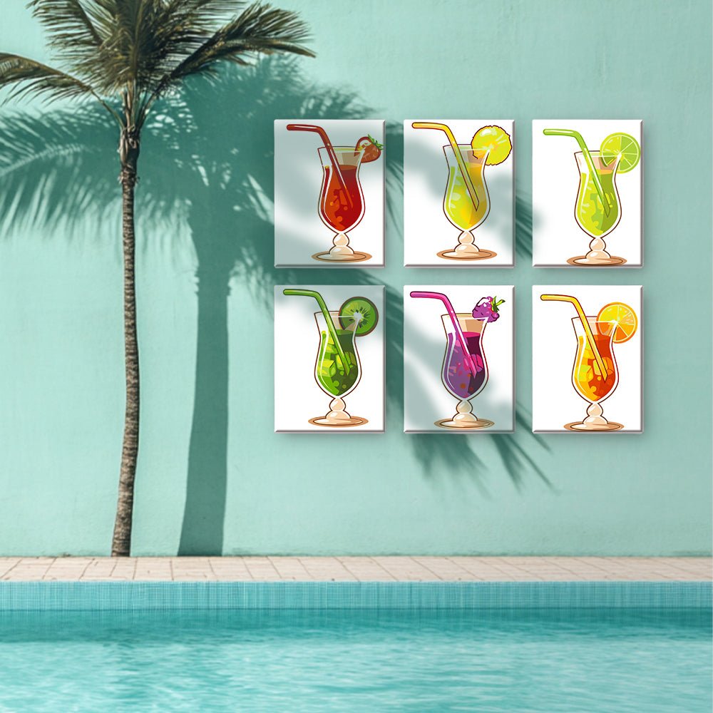 Tropical Cocktail Hour - Mini Paint by Numbers Kit (6 Pieces) paint by numbers kit