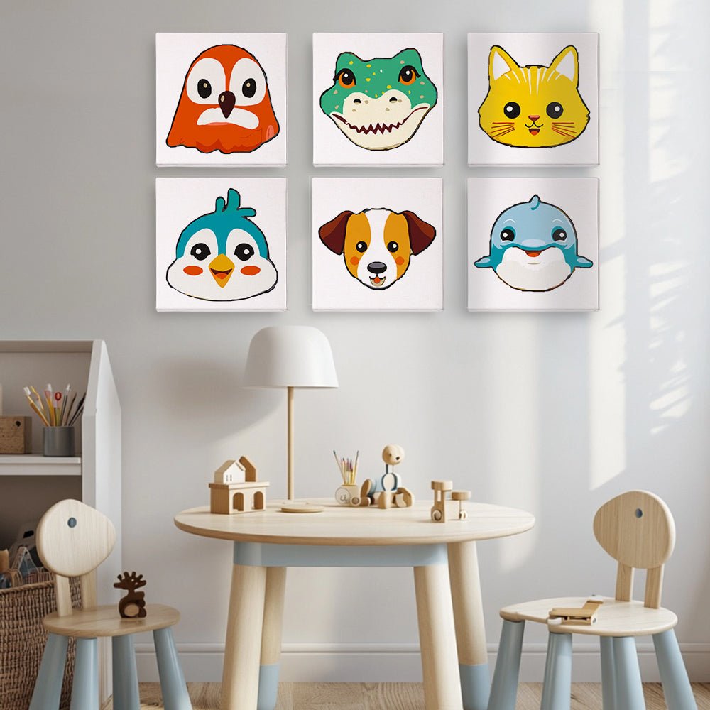 Sweet Animal Faces - Mini Paint by Numbers Kit (6 Pieces) paint by numbers kit
