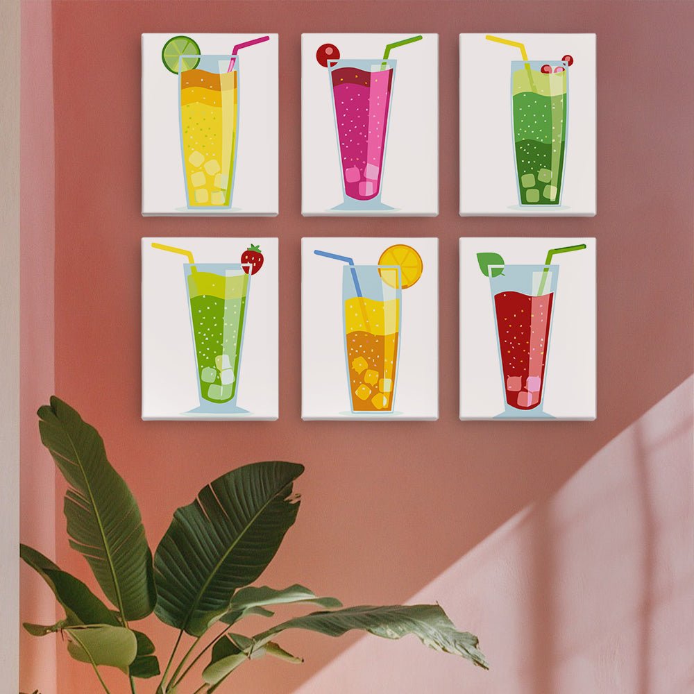 Colorful Juice Bar - Mini Paint by Numbers Kit (6 Pieces) paint by numbers kit