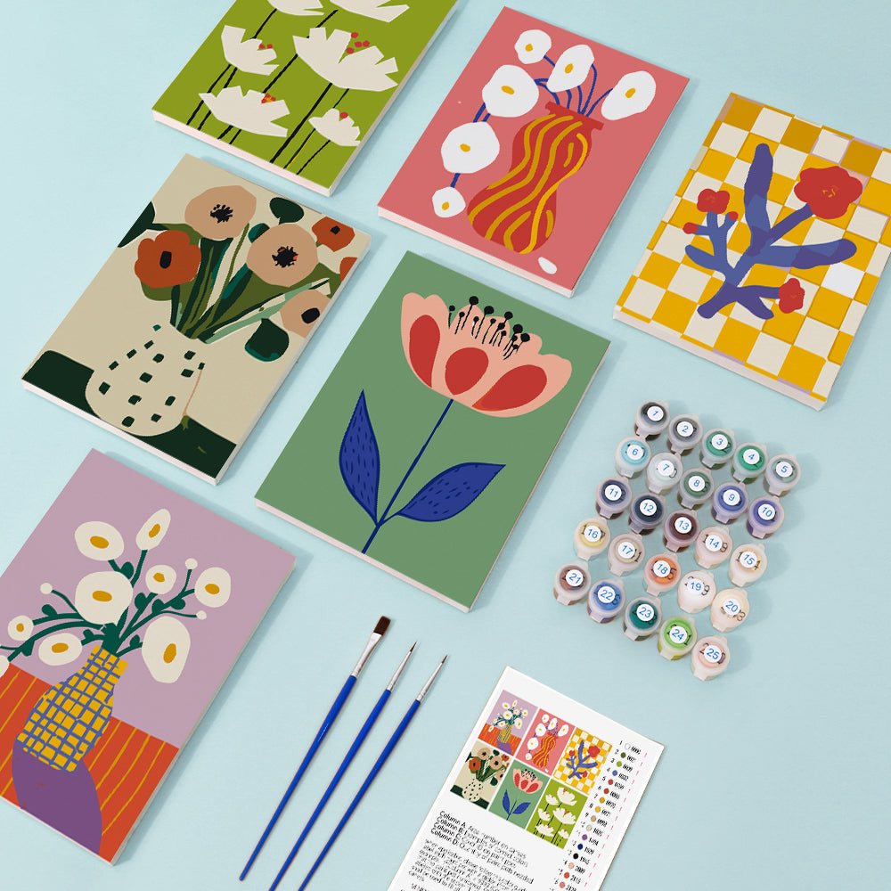 Modern Bloom Gallery - Mini Paint by Numbers Kit (6 Pieces) paint by numbers kit