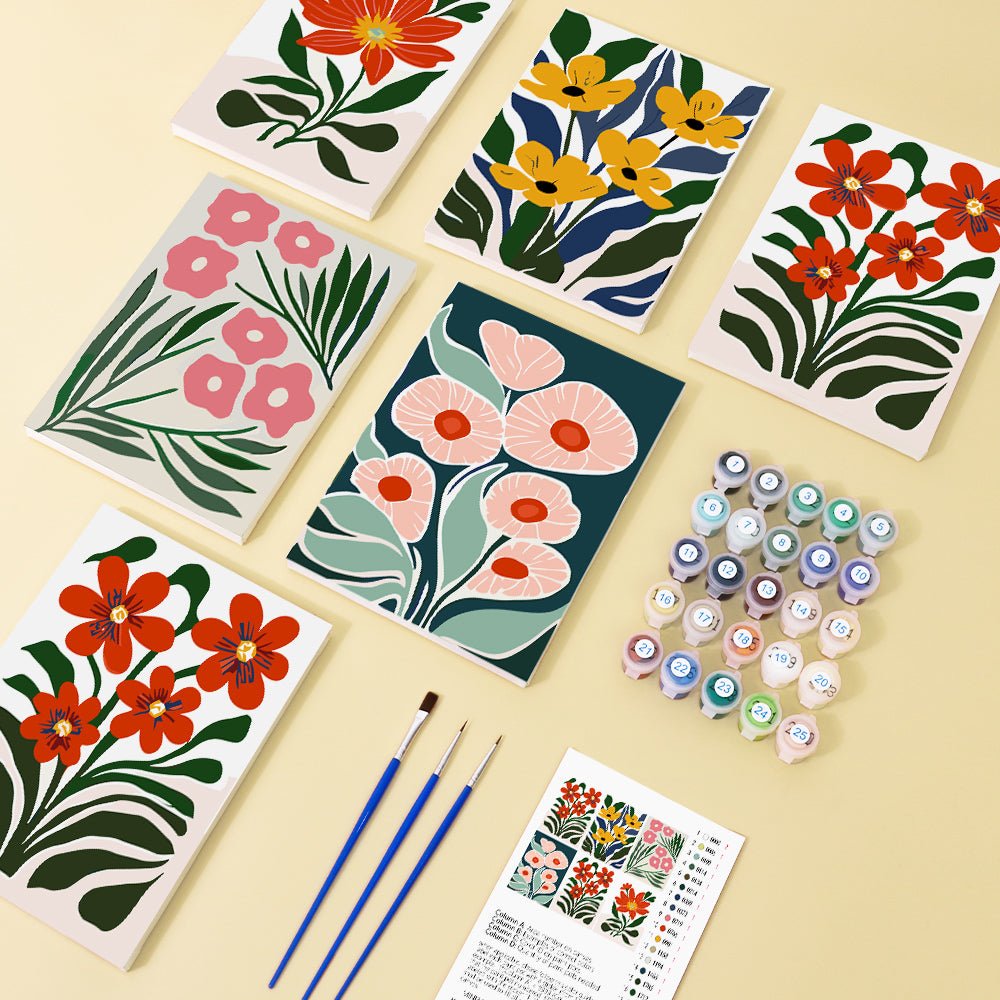 Golden Garden Reverie - Mini Paint by Numbers Kit (6 Piece paint by numbers kit