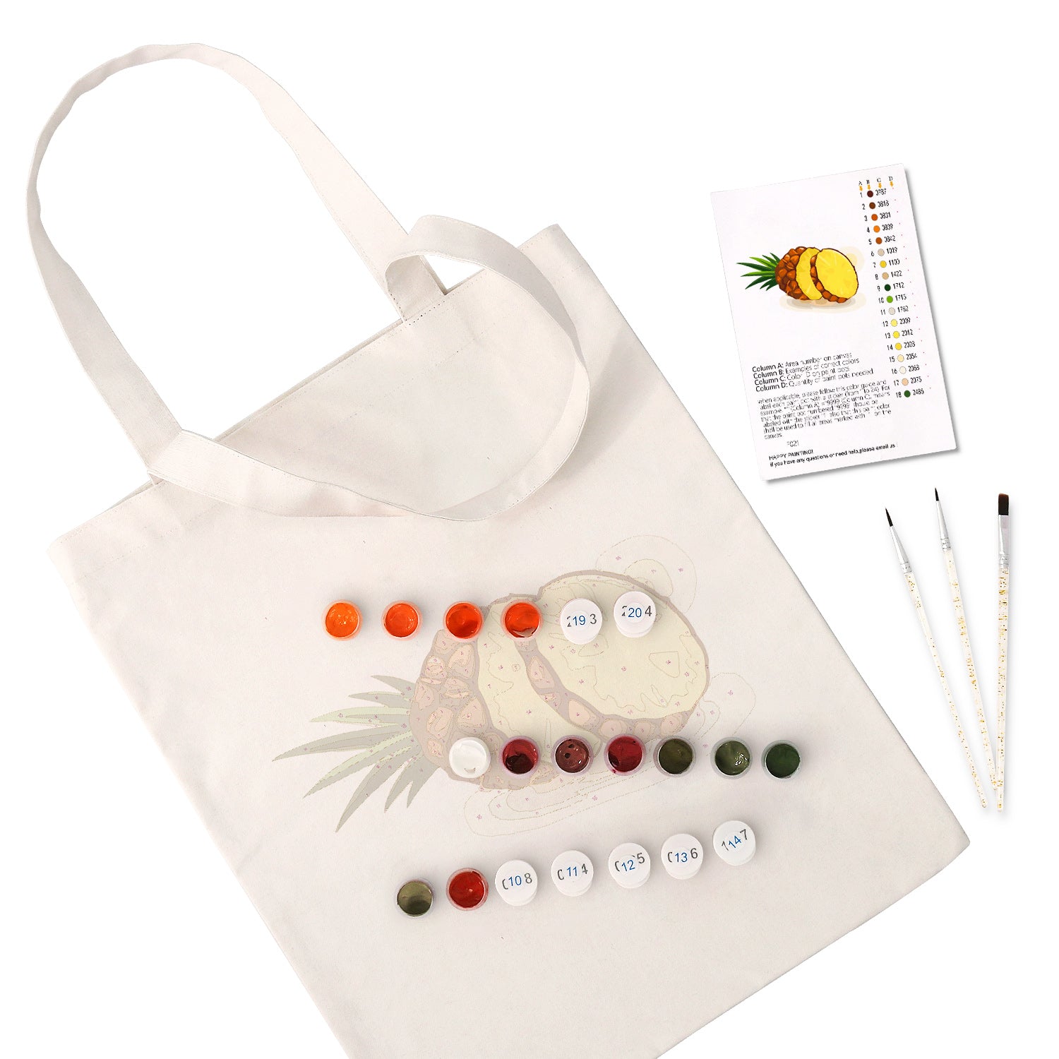 Tropical Pineapple Carry Bag paint by numbers kit
