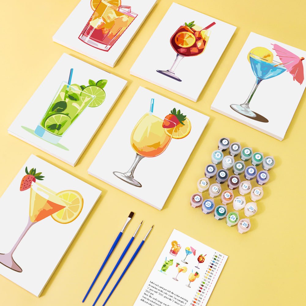 Sunlit Sips - Mini Paint by Numbers Kit (6 Pieces) paint by numbers kit