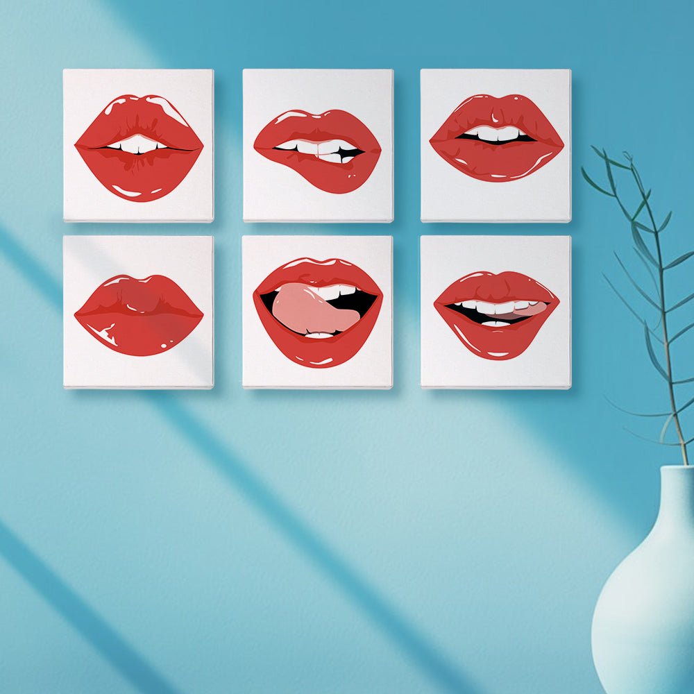 Bold Red Kiss - Mini Paint by Numbers Kit (6 Pieces) paint by numbers kit