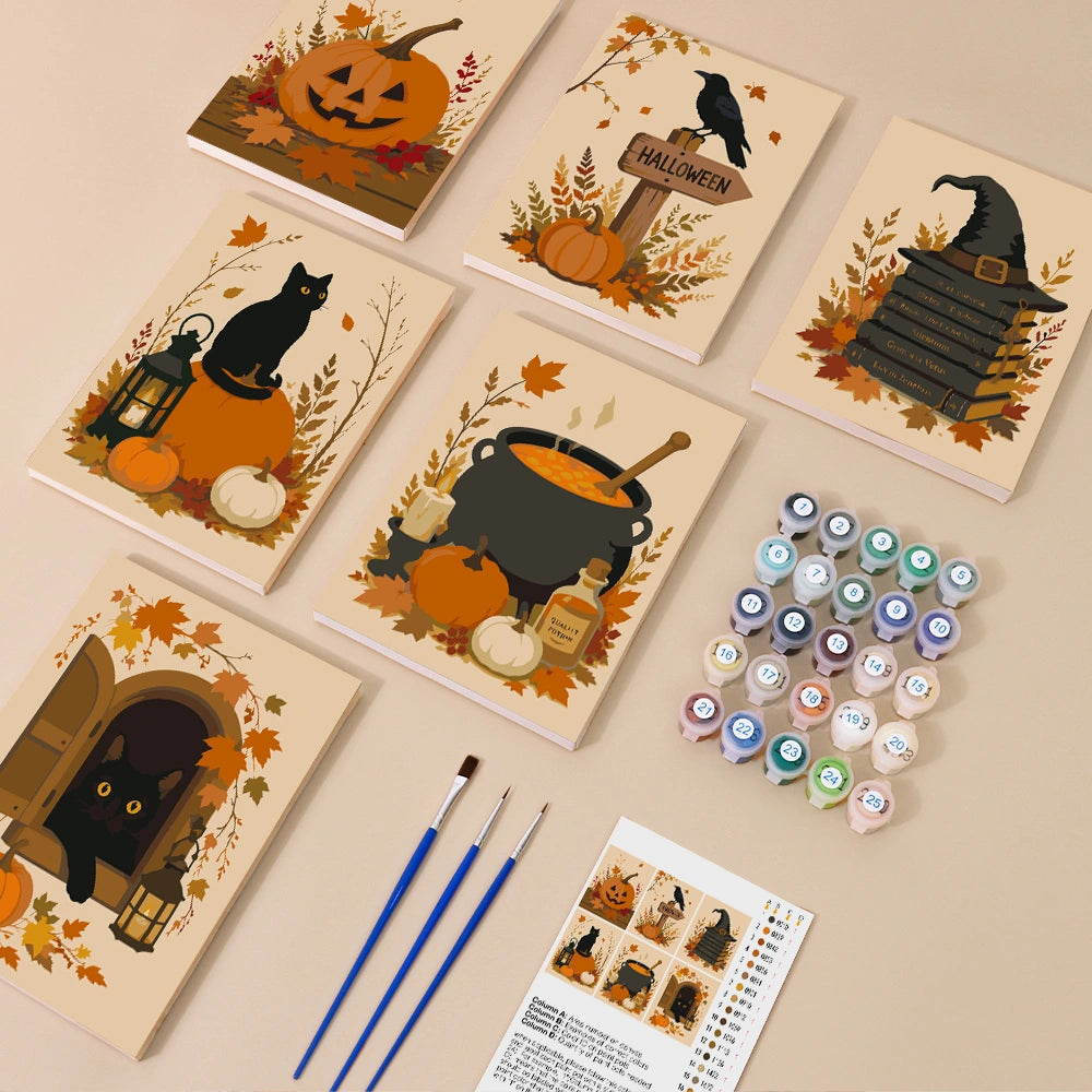 Cozy Halloween Harvest - Mini Paint by Numbers (6 Pieces)