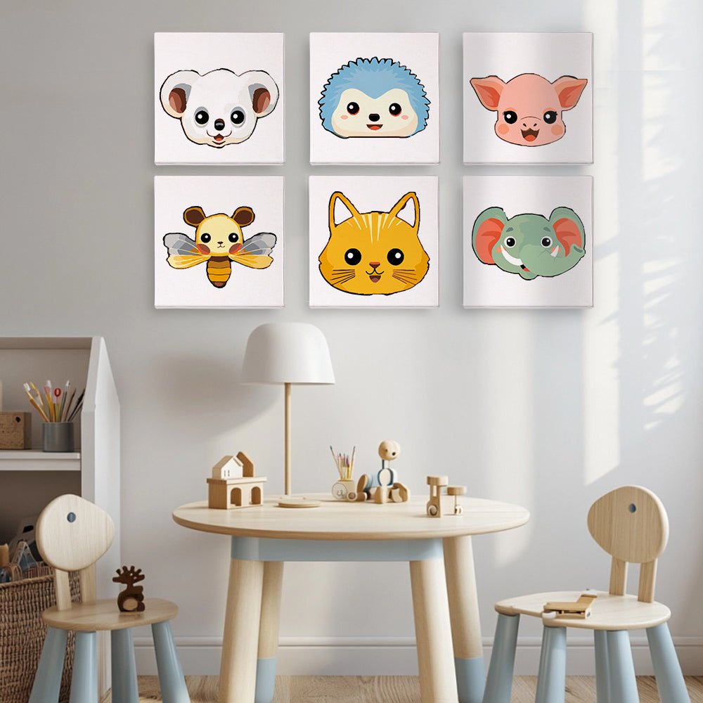 Happy Faces Animal Minis - Mini Paint by Numbers Kit (6 Pieces) paint by numbers kit