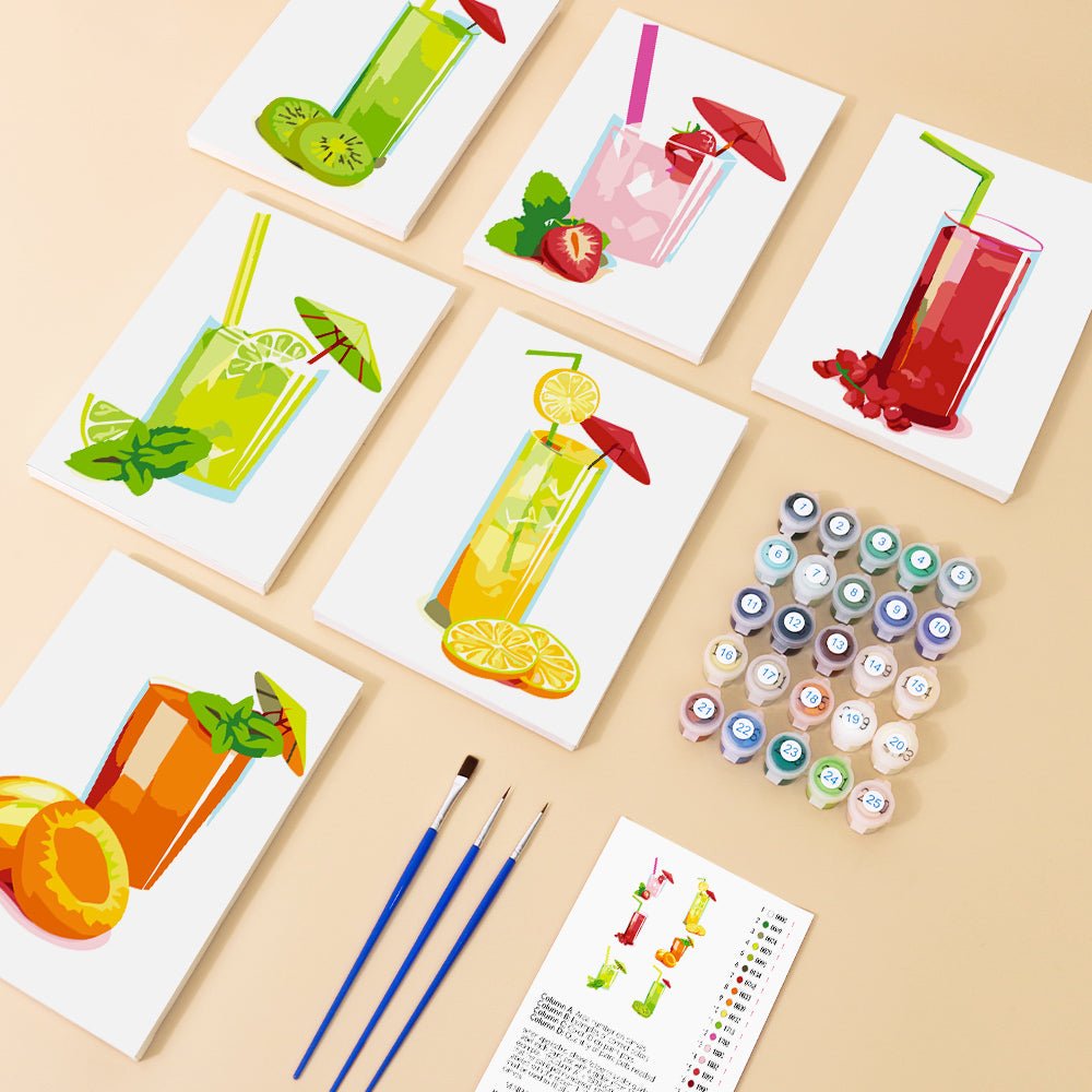 Fresh Juice - Mini Paint by Numbers Kit (6 Pieces) paint by numbers kit