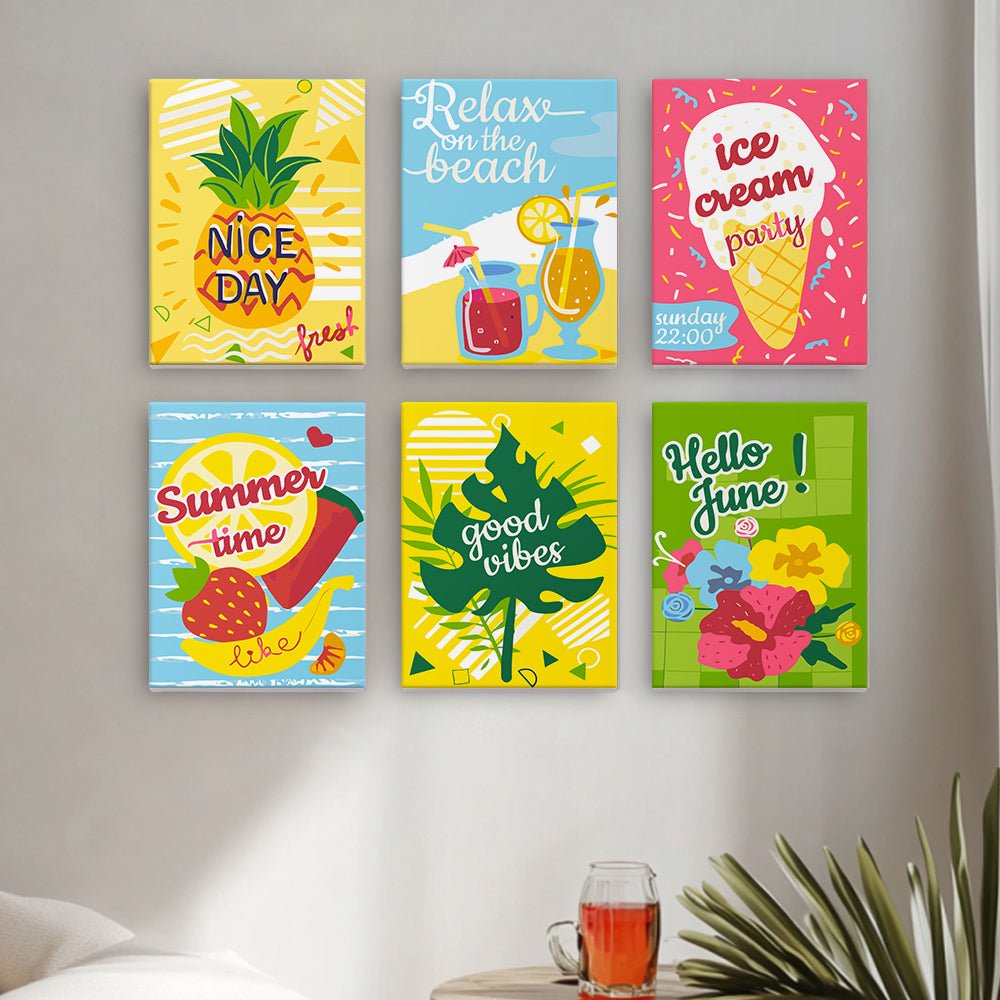 Good Vibes Summer Club - Mini Paint by Numbers Kit (6 Pieces) paint by numbers kit