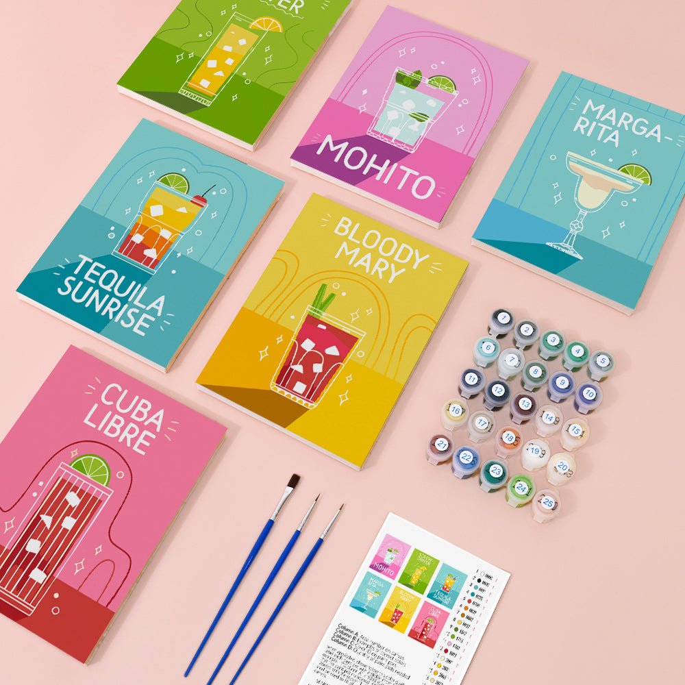 Cocktail Classics - Mini Paint by Numbers Kit (6 Pieces) paint by numbers kit