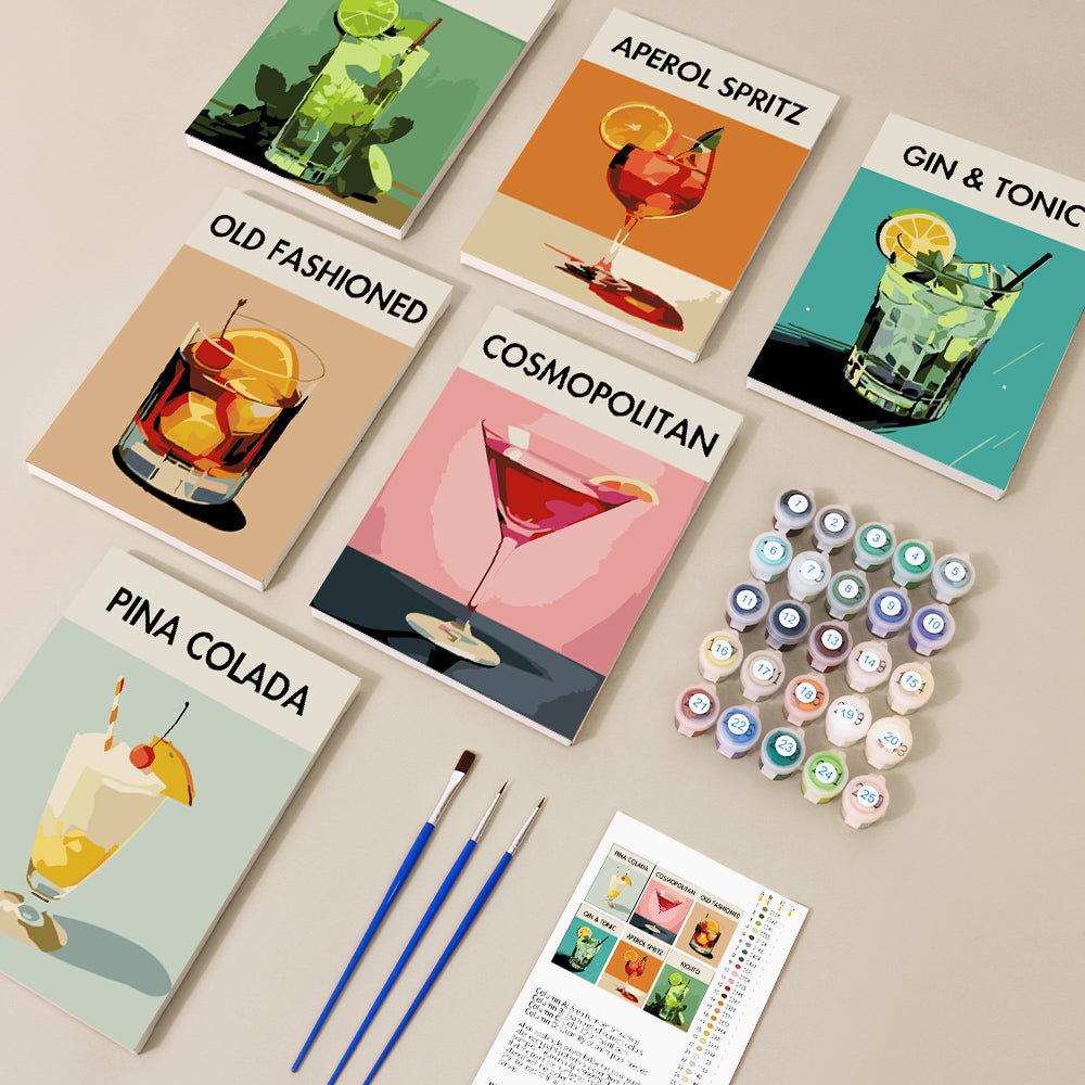 Classic Cocktail Moments - Mini Paint by Numbers Kit (6 Pieces) paint by numbers kit