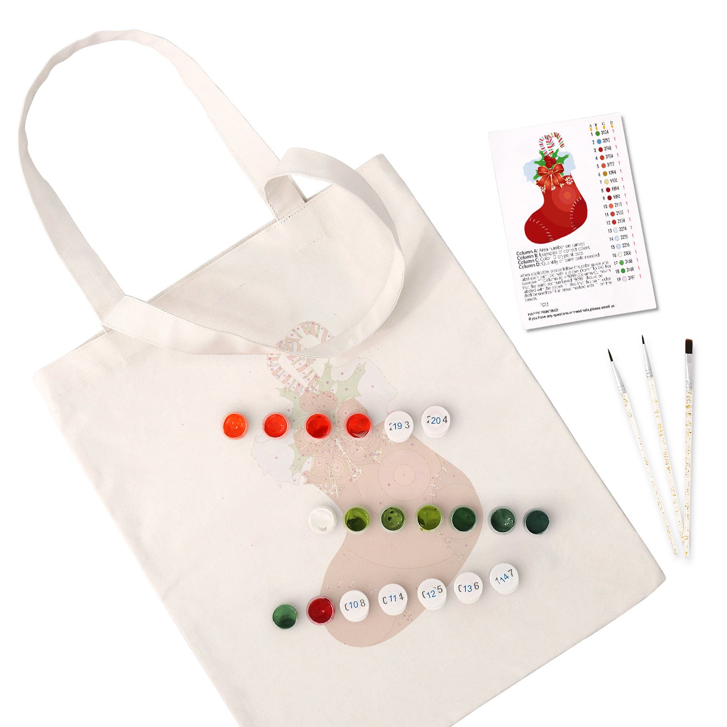 Festive Stocking Carry Bag paint by numbers kit