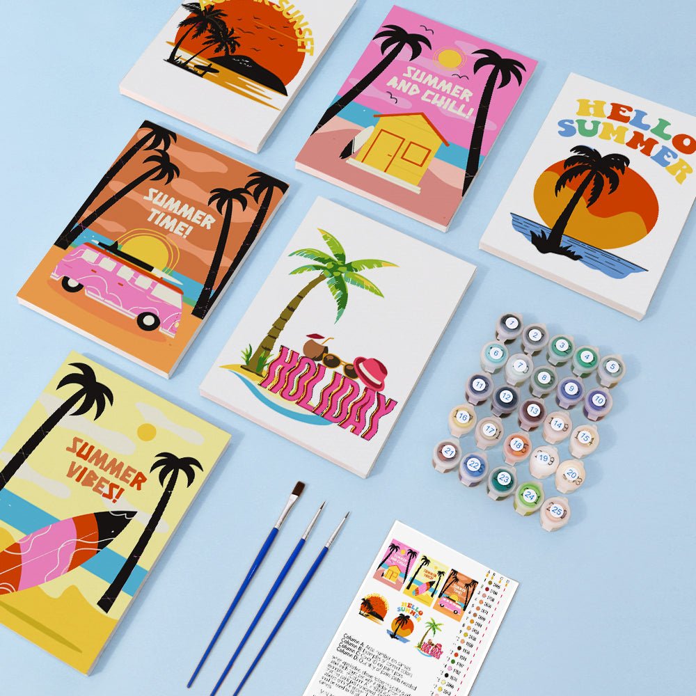 Endless Summer Escape - Mini Paint by Numbers Kit (6 Pieces) paint by numbers kit