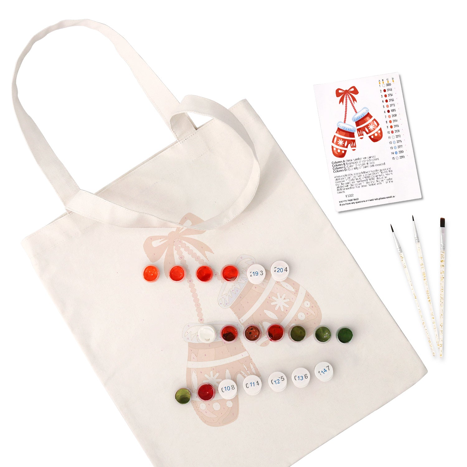 Festive Mittens Carry Bag paint by numbers kit