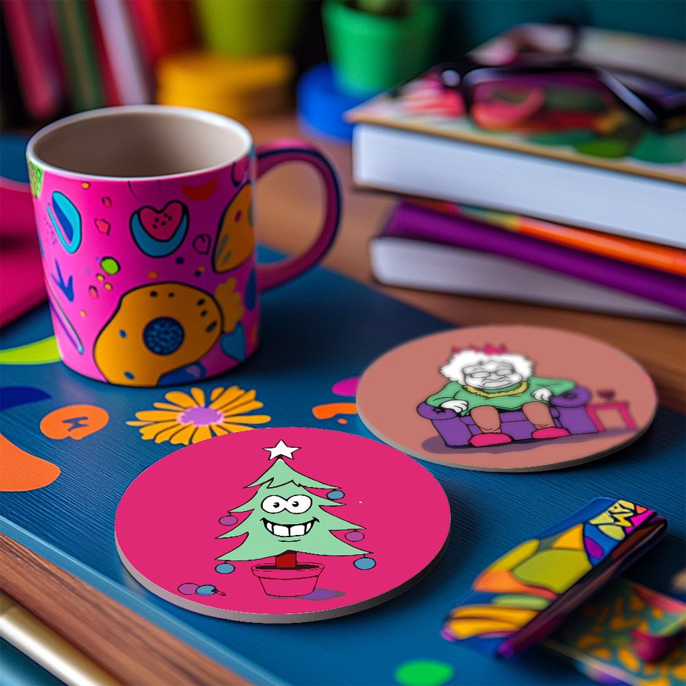 Whimsical Holiday Characters - Coasters Paint by Numbers Kit (4 Pieces) paint by numbers kit