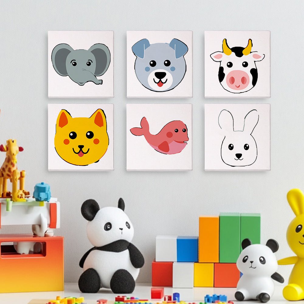 Smiley Animal Faces Mini Paint by Numbers Kit (6 Pieces) paint by numbers kit