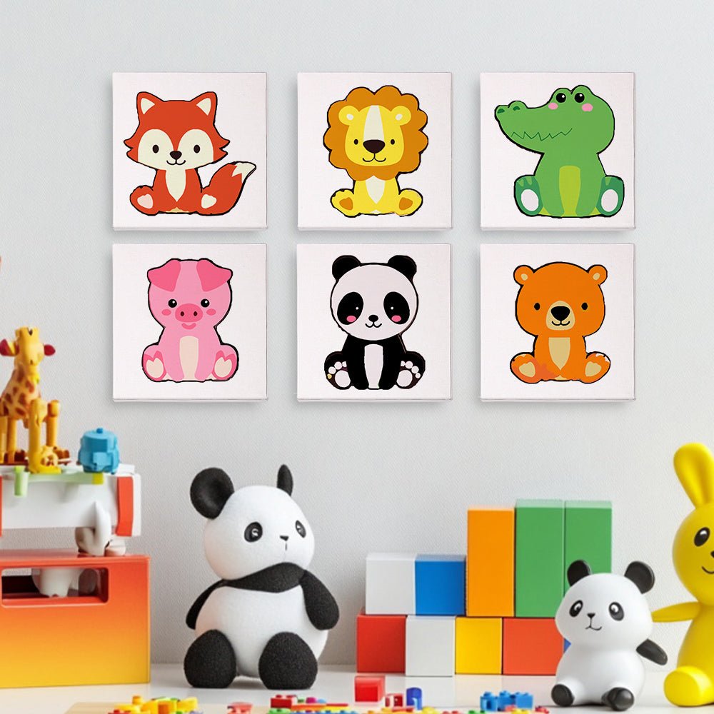 Tiny Jungle Friends - Mini Paint by Numbers Kit (6 Pieces) paint by numbers kit