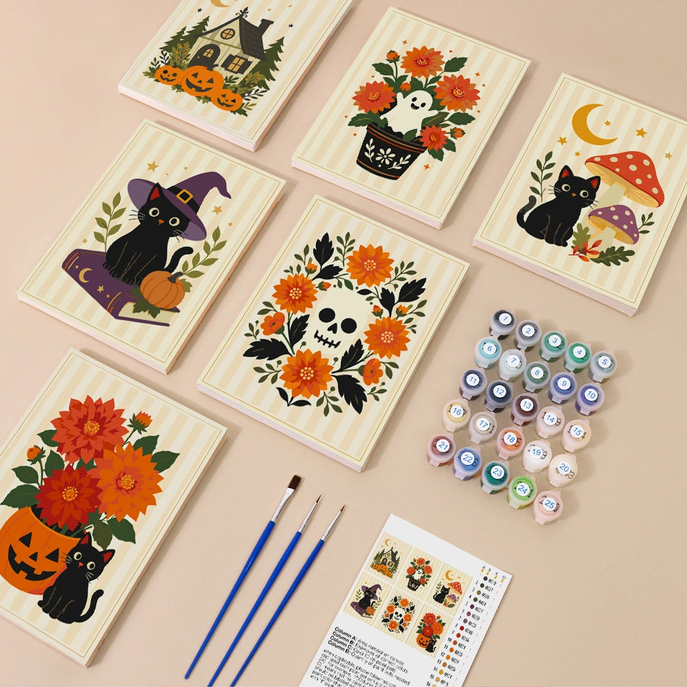 Vintage Halloween Blooms - Mini Paint by Numbers (6 Pieces)