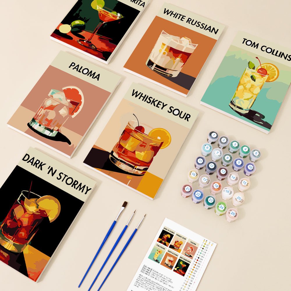 Midnight Mixology - Mini Paint by Numbers Kit (6 Pieces) paint by numbers kit