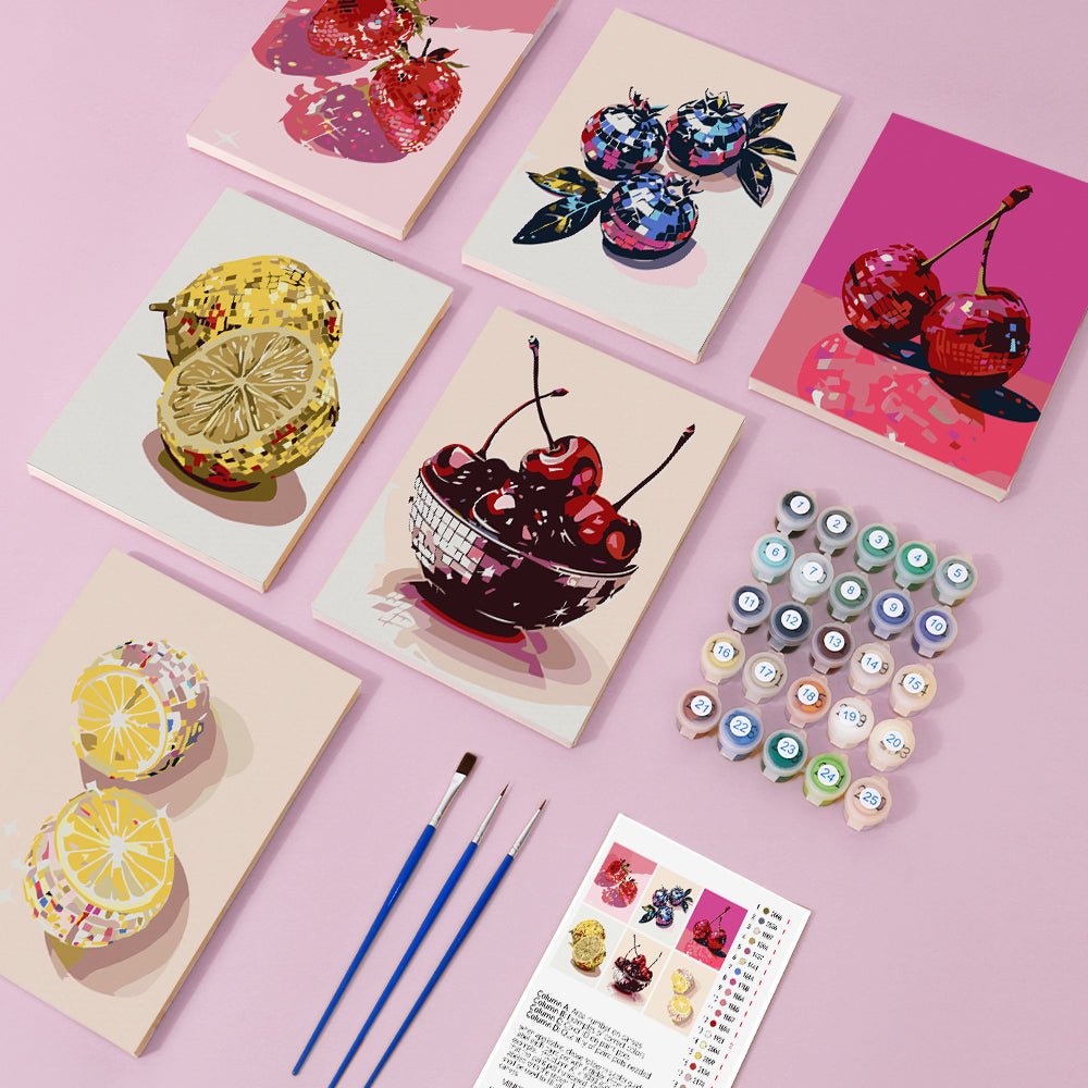 Berry & Citrus Luxe - Mini Paint by Numbers Kit (6 Pieces) paint by numbers kit
