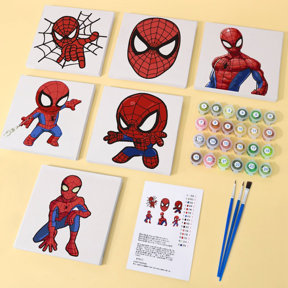 Web Hero Minis - Mini Paint by Numbers Kit (6 Pieces) paint by numbers kit