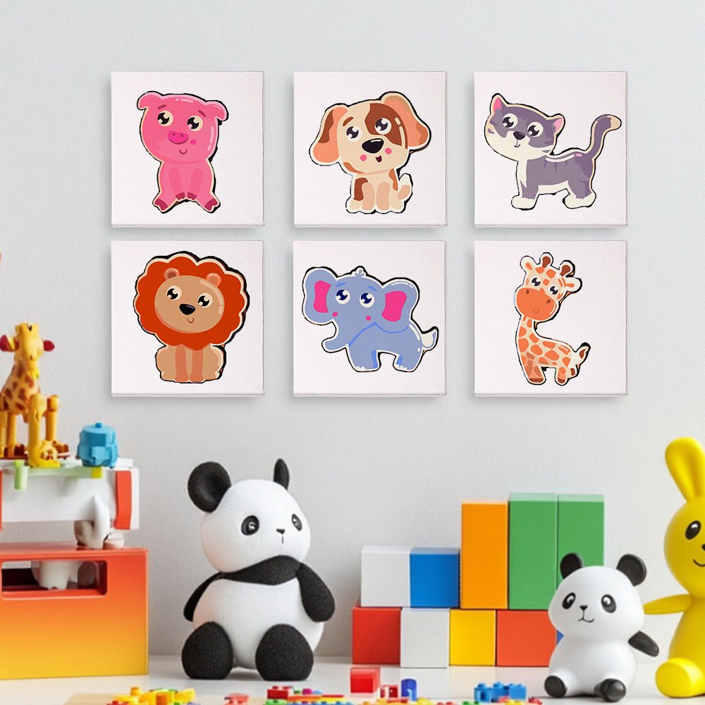 Happy Little Animal Friends - Mini Paint by Numbers Kit (6 Pieces) paint by numbers kit