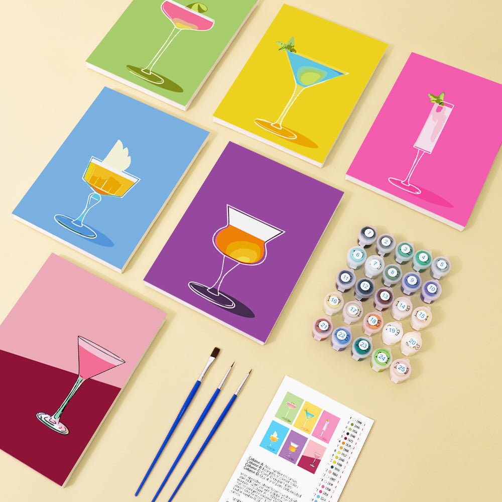 Velvet Cocktail Evenings - Mini Paint by Numbers Kit (6 Pieces) paint by numbers kit