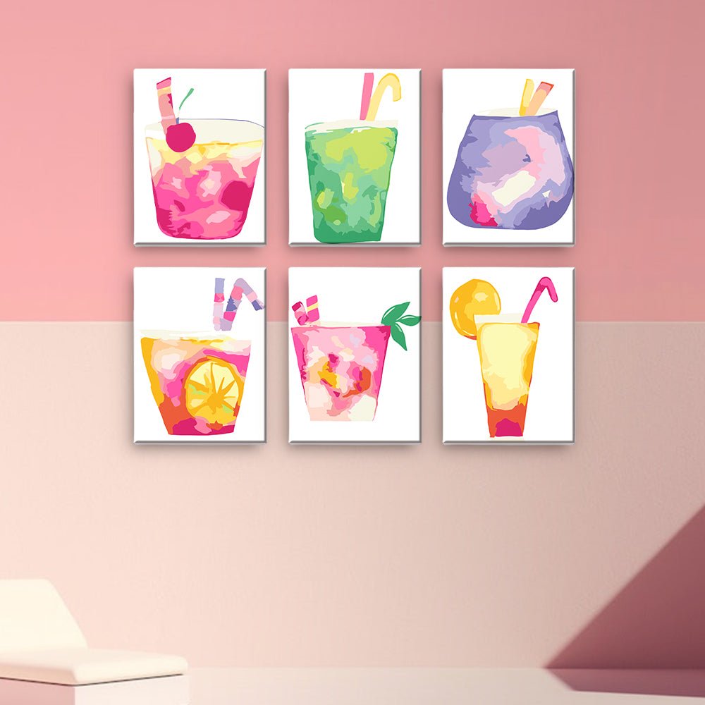 Pastel Drink Dreams - Mini Paint by Numbers Kit (6 Pieces) paint by numbers kit