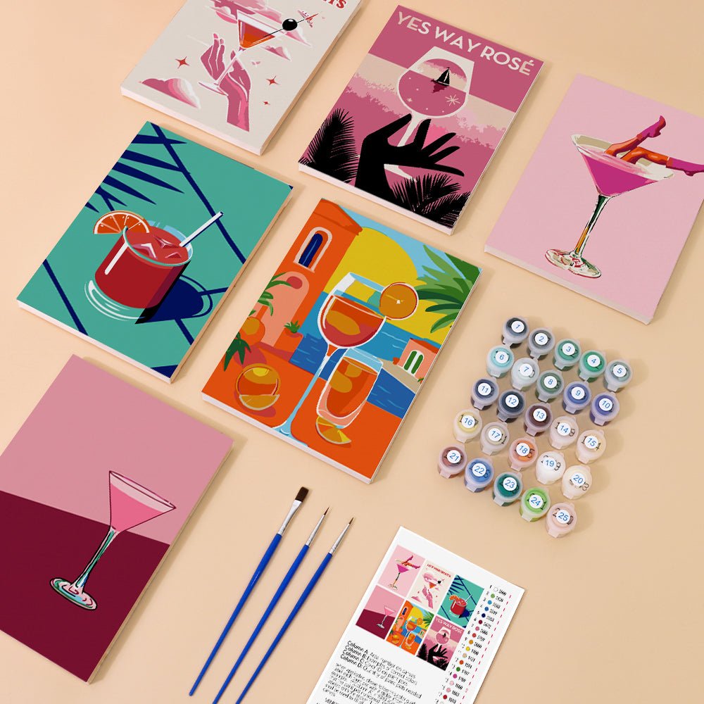Rosé Hour Reverie - Mini Paint by Numbers Kit (6 Pieces) paint by numbers kit