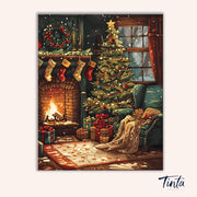 Christmas by the Fire paint by numbers kit