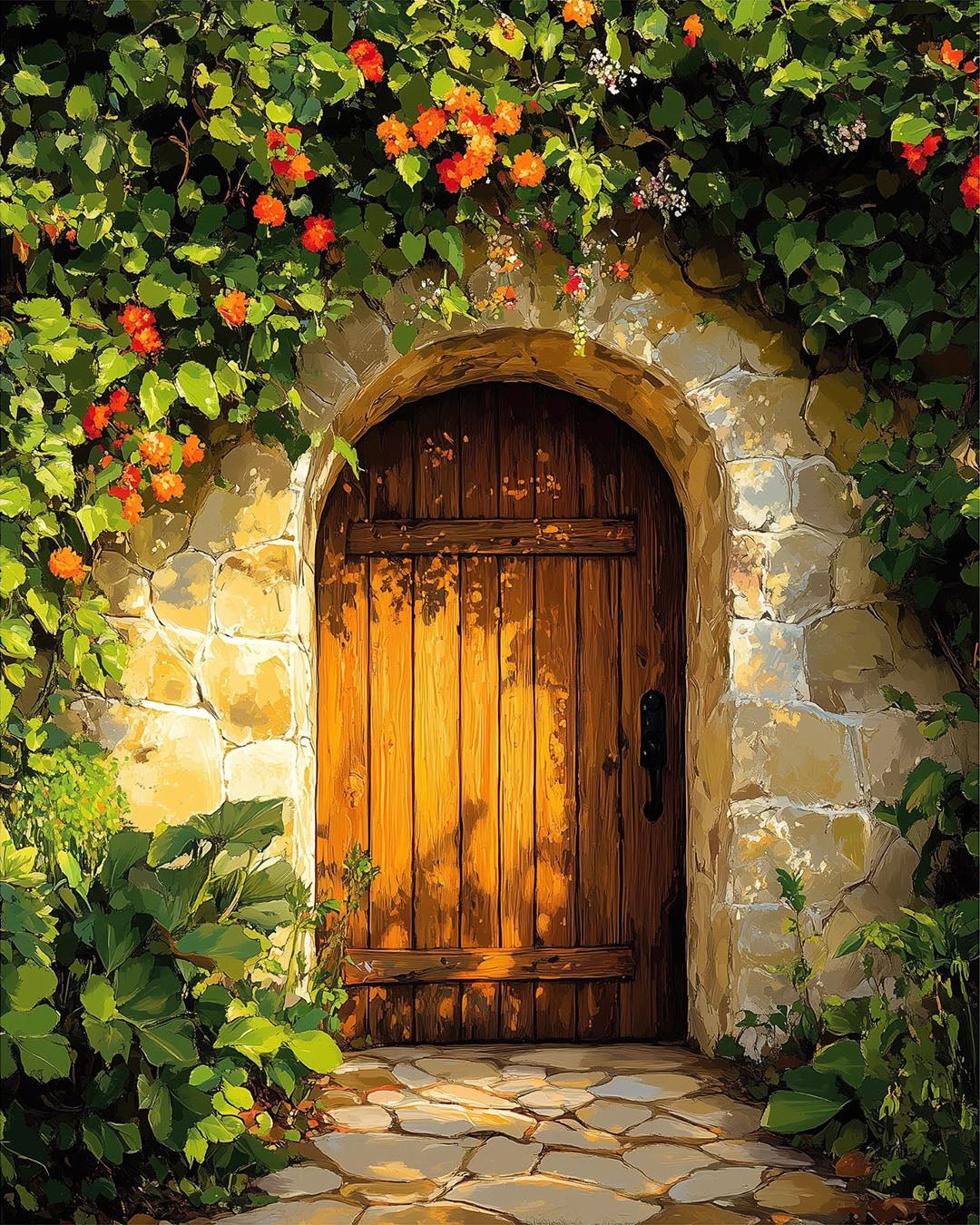 Sunset Garden Gate paint by numbers kit
