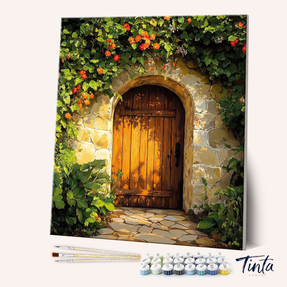 Sunset Garden Gate paint by numbers kit